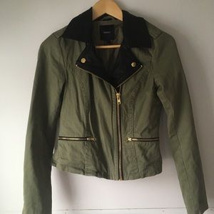 Army Green/ Leather jacket